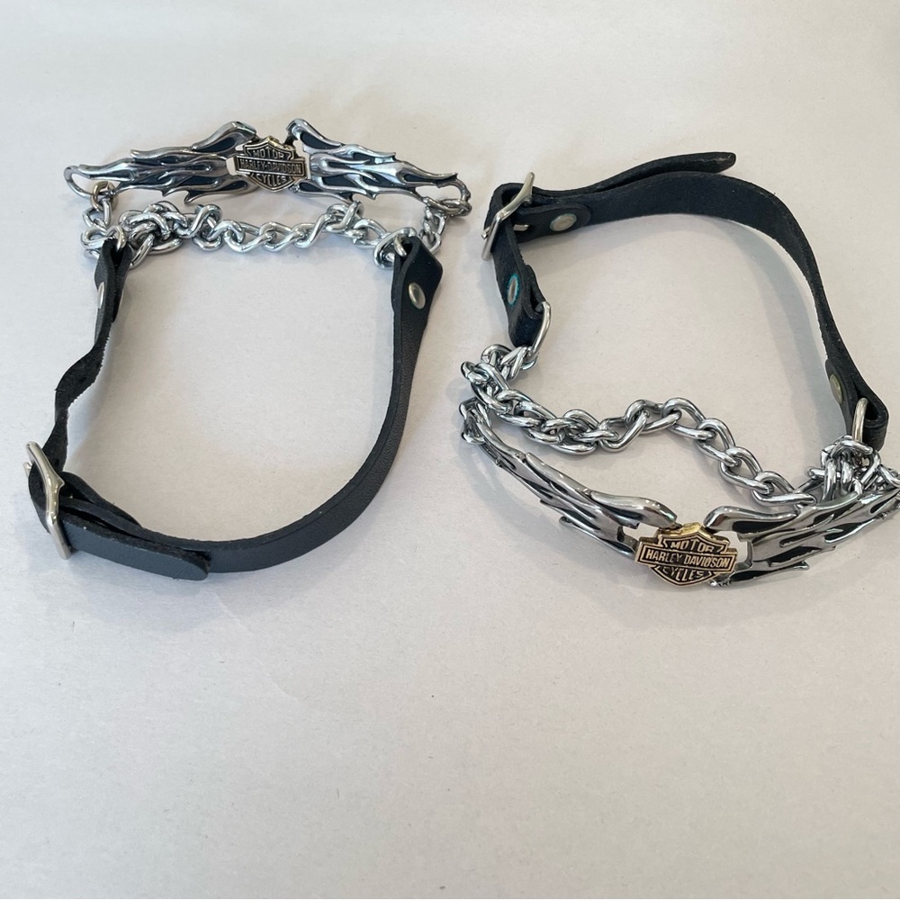 Harley-Davidson Motorcycle Moto boot chain with leather strap shield wings
